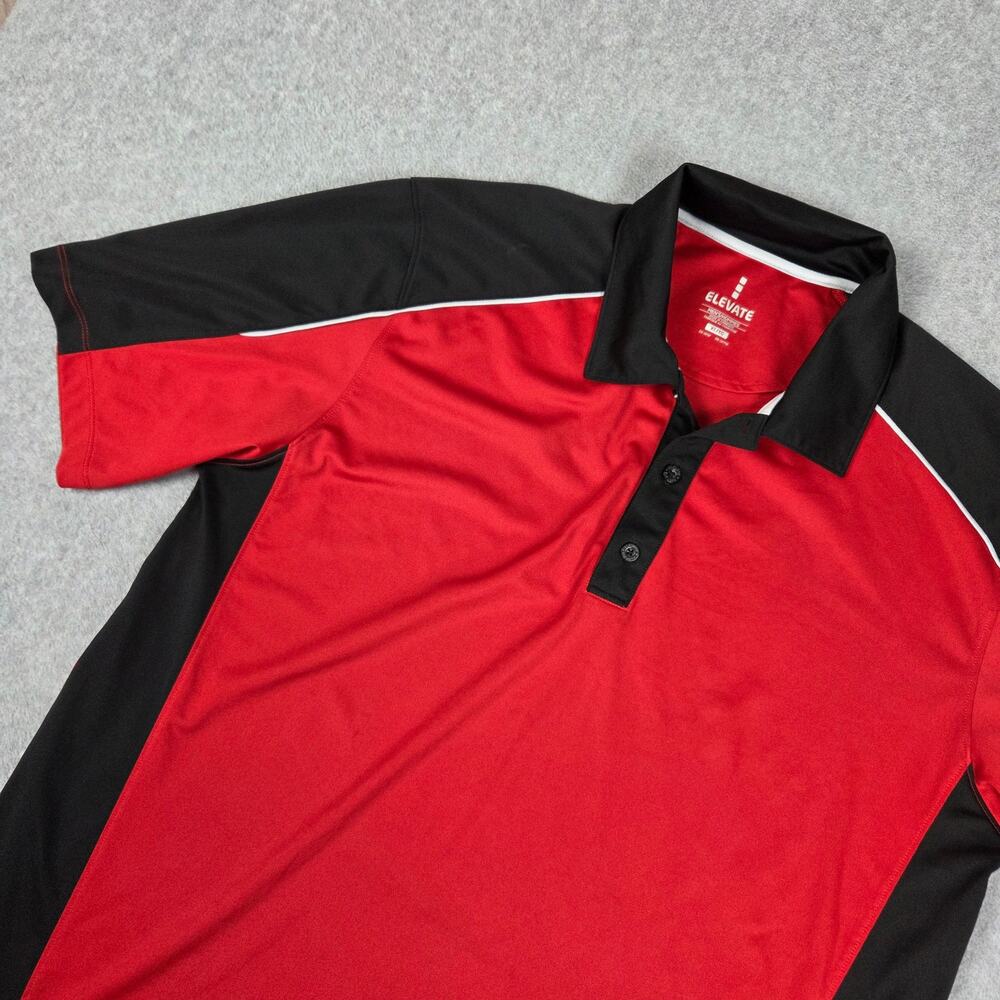 Elevate Mens XL Red Black Performance Short Sleeve Polo Shirt